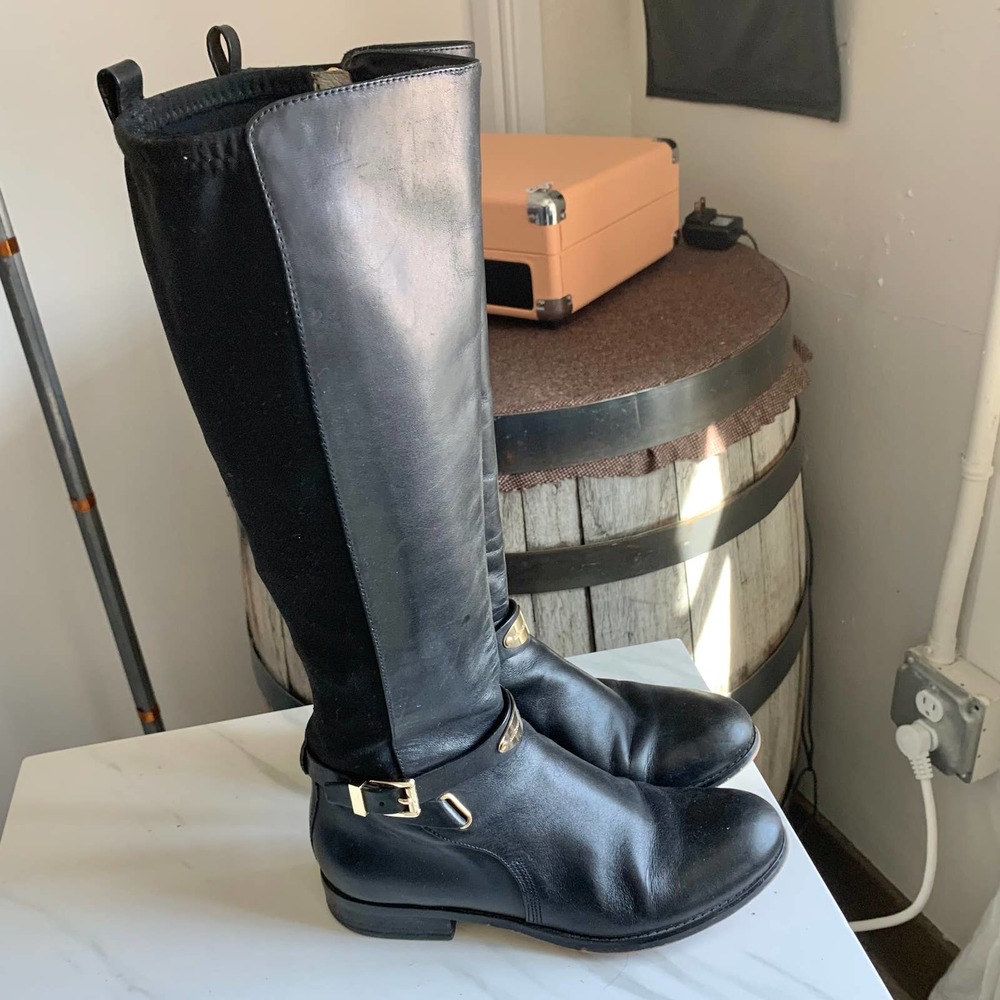 Michael Kors black tall riffing boots sz 8 womens